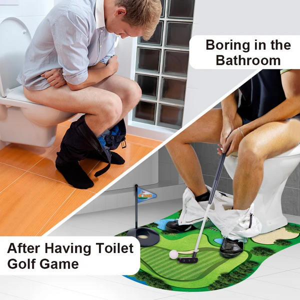 Toilet Golf Balls Game Set Mini Indoor Putting Green Toy for Bathroom Funny Entertainment Golf Perfect Gift for Dad or Boyfriend