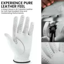 Cabretta Leather Golf Glove for Men Left Hand 1 Pack with Ball Marker, Soft and Premium Grip for Right Handed Golfers
