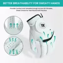 Cabretta Leather Golf Glove for Men Left Hand 1 Pack with Ball Marker, Soft and Premium Grip for Right Handed Golfers