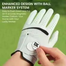 Cabretta Leather Golf Glove for Men Left Hand 1 Pack with Ball Marker, Soft and Premium Grip for Right Handed Golfers