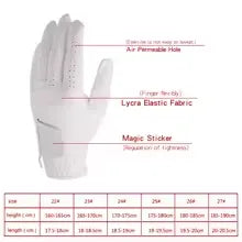 1 Pcs Men's Left Hand Golf Glove Right Hand Micro Soft Fiber Breathable Mens Golf Gloves White Color