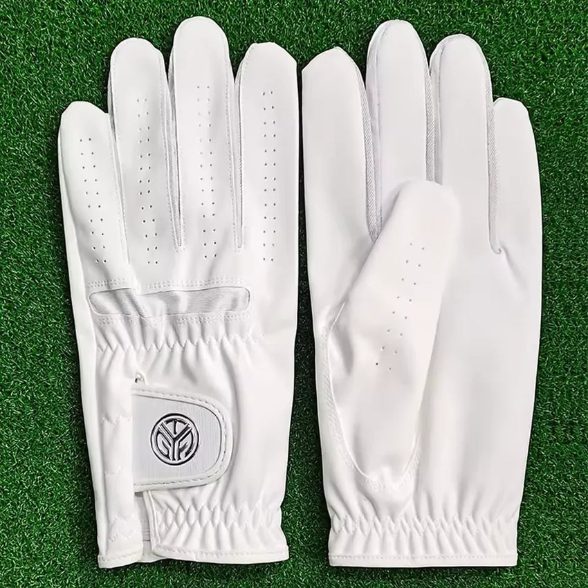 1 Pcs Men's Left Hand Golf Glove Right Hand Micro Soft Fiber Breathable Mens Golf Gloves White Color