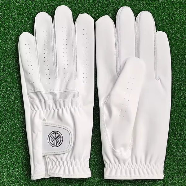 1 Pcs Men's Left Hand Golf Glove Right Hand Micro Soft Fiber Breathable Mens Golf Gloves White Color