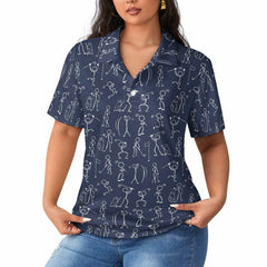 Golfer Hawaiian Women's Polo Golf Shirt Moisture Wicking Size Large