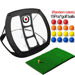 Pop Up Golf Chipping Net, Indoor/Outdoor Golf Hitting Net with Golf Mat and golf balls for Indoor Backyard Practice Swing Game