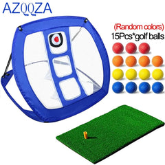 Pop Up Golf Chipping Net, Indoor/Outdoor Golf Hitting Net with Golf Mat and golf balls for Indoor Backyard Practice Swing Game