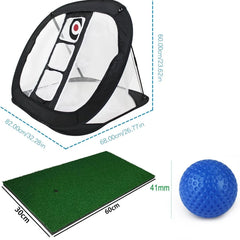 Pop Up Golf Chipping Net, Indoor/Outdoor Golf Hitting Net with Golf Mat and golf balls for Indoor Backyard Practice Swing Game